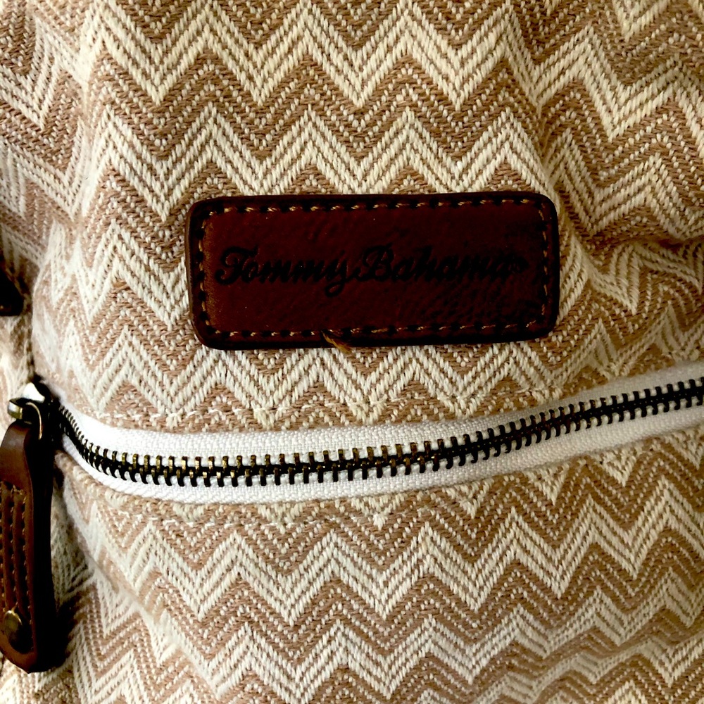 Tommy Bahama chevron shoulder bag base is 9x20